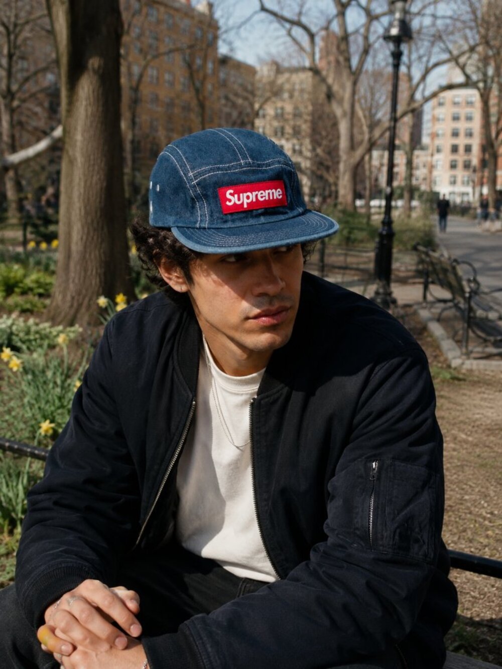 Supreme Contrast Stitch Camp Cap SS19 Hat Denim B Blue